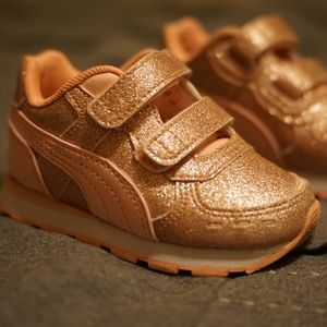 Puma Infant Shoes 5c Pink Glitter Velcro Sneakers